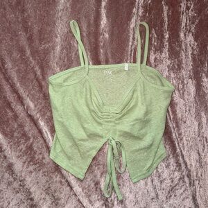 PAC SUN Green Ruched Women cropped tank Top